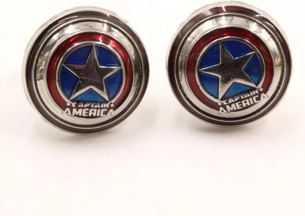 Boutons de manchette Captain America en émail émaillé haute qualité 18mm