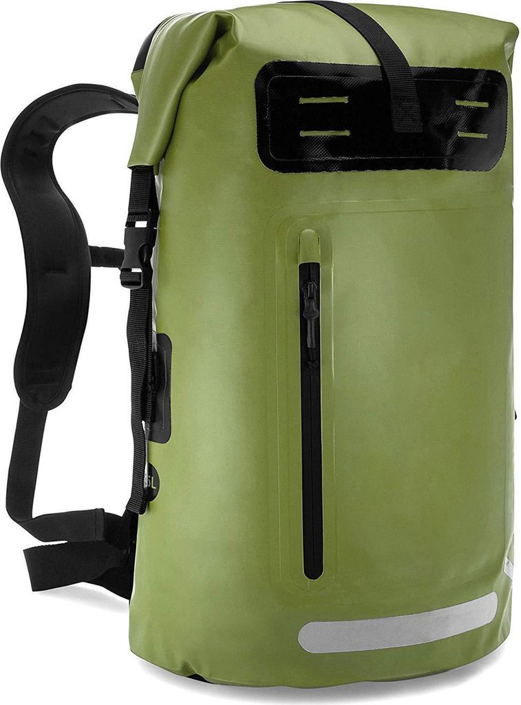 Outdoor-Radrucksack, Camping-Rucksack, PVC-wasserdichter Rucksack, geeignet für Kajakfahren, Rafting und Bootfahren, Armeegrün