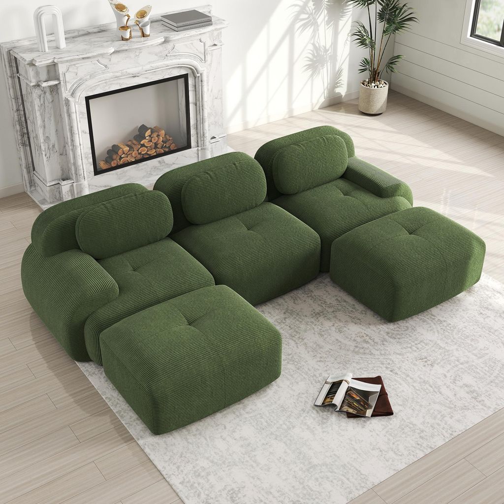 STILVORA Modulares U-Sofa mit rutschfestem, haustierfreundlichem Design, Rahmenloses Sofa mit extra-breiten Armlehnen, Sofa mit 32D hochelastischer...