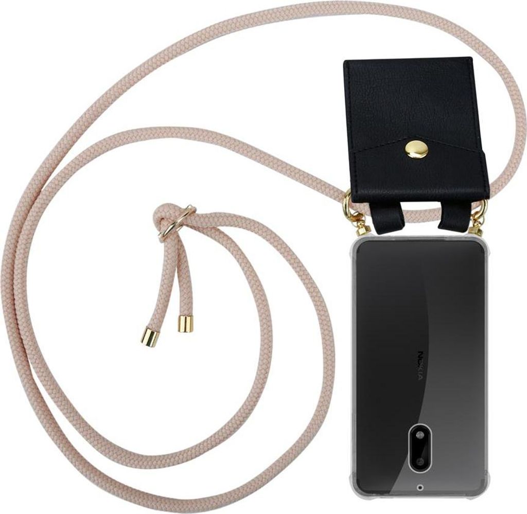 Cadorabo Hülle für Nokia 6 2017 Schutzhülle in Rosa Handy Kette Silikon Kordel abnehmbares Etui