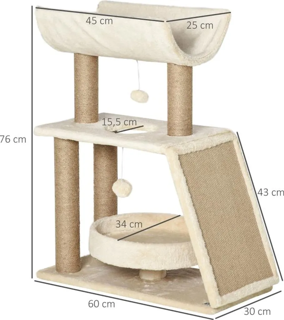 Fortuna Lai Tiragraffi con Cuccia 76cm | Relax Naturale per Gatti - 3