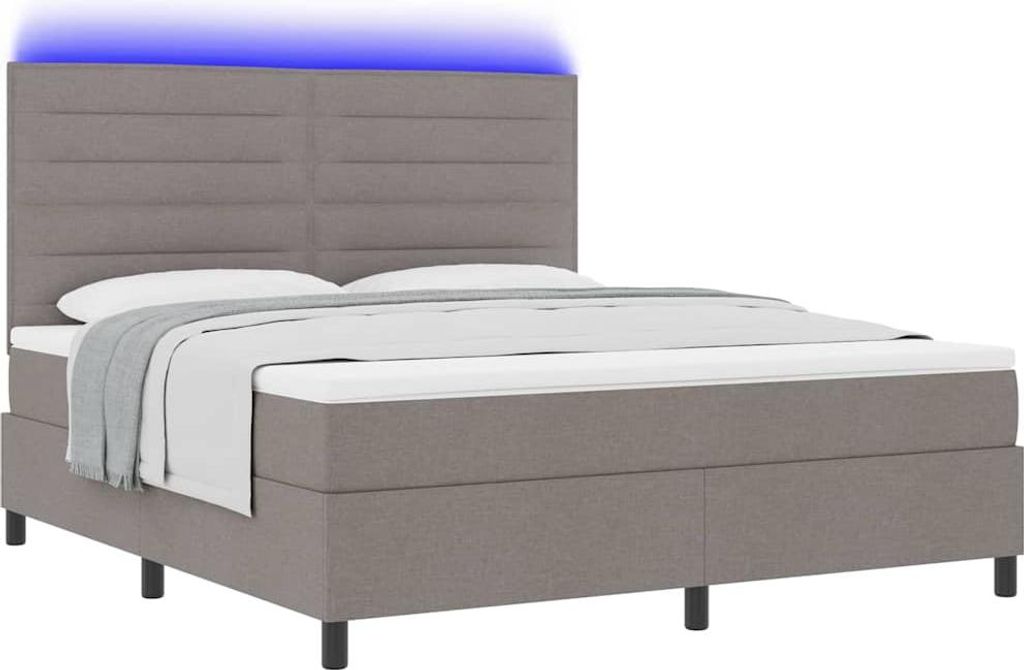 Boxspringbett mit Matratze mit LED Taupe 180 x 200 cm Stoff