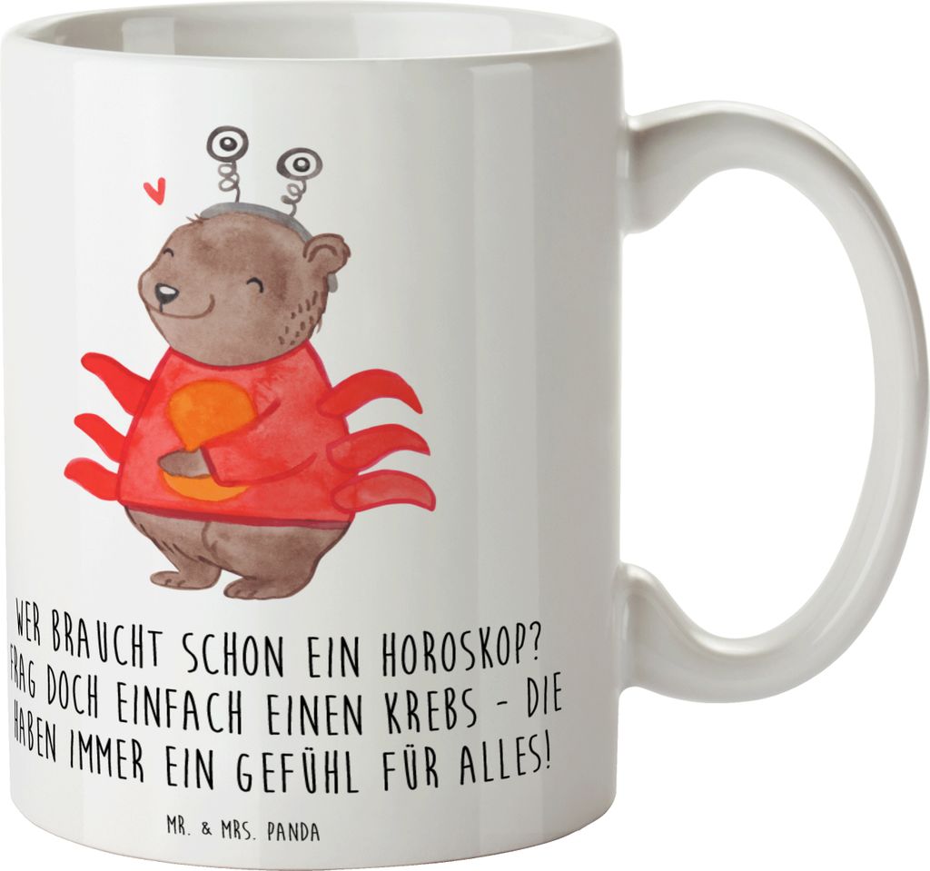 Mr. & Mrs. Panda Kaffeetasse Krebs Gefühl - Weiß - Geschenk, Einfühlungsvermögen, Geschenke Astrologie, Tierkreiszeichen, feinfühlig, Tasse, T...