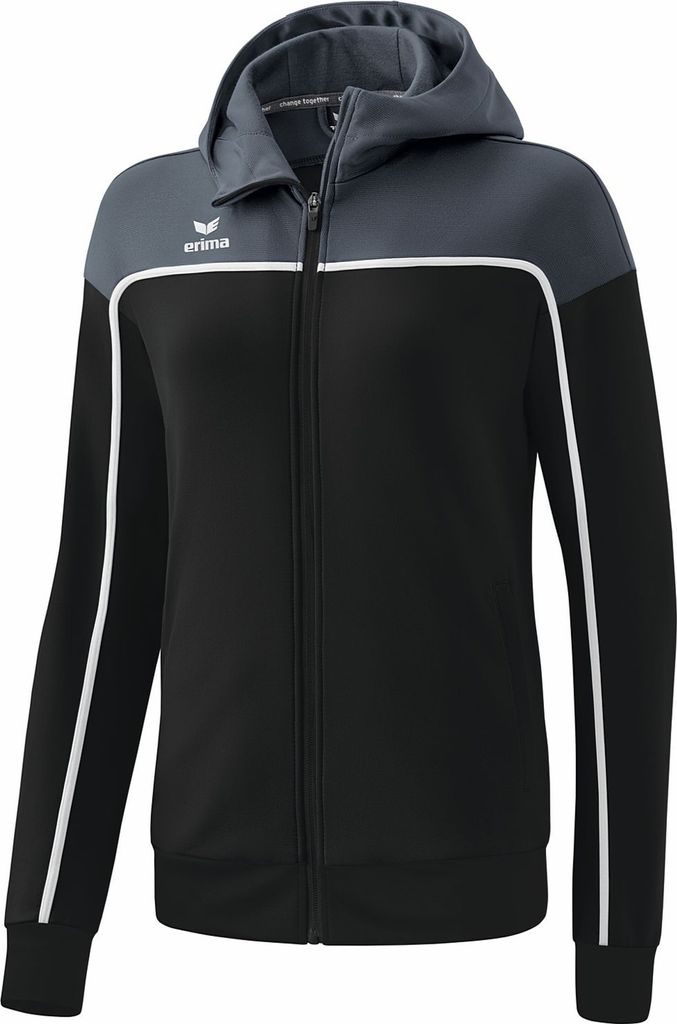 Erima Change Trainingsjacke Mit Kapuze Damen - Schwarz / Slate Grey / Weiß