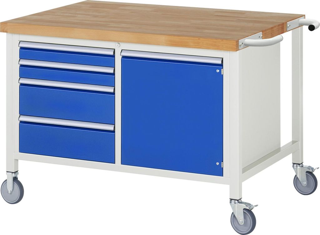 Rau Fahrbare Werkbank 8470, B1250xT900xH880mm, 4x Schublade-TA, 1x Tür