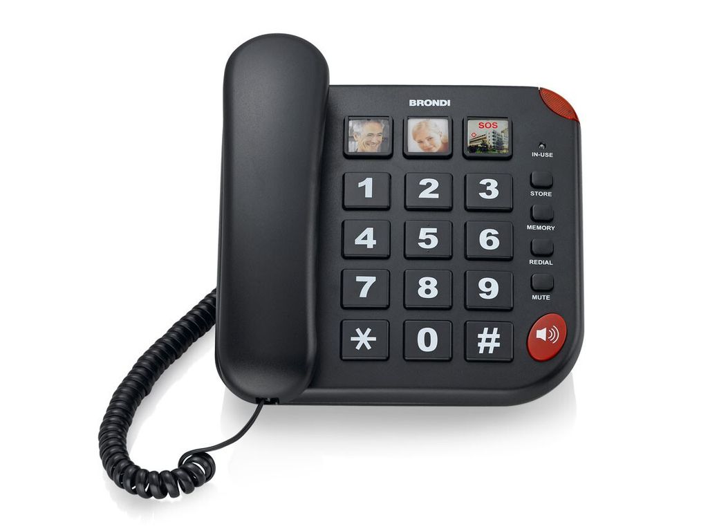 Brondi BRAVO 15 Schwarz Analoges Telefon mit Freisprecheinrichtung und Anrufer-ID