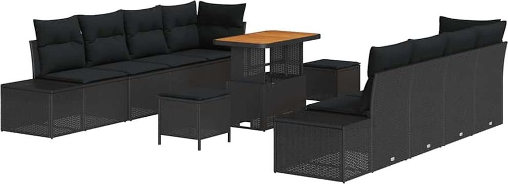 "WINTER SALE" Gartensofa-set - elegantes Design - Sitzgruppe mit Sofa, Tisch - mit Kissen 11 pcs Schwarz Poly-Rattan - Terassenmöbel NeuMöbel545336