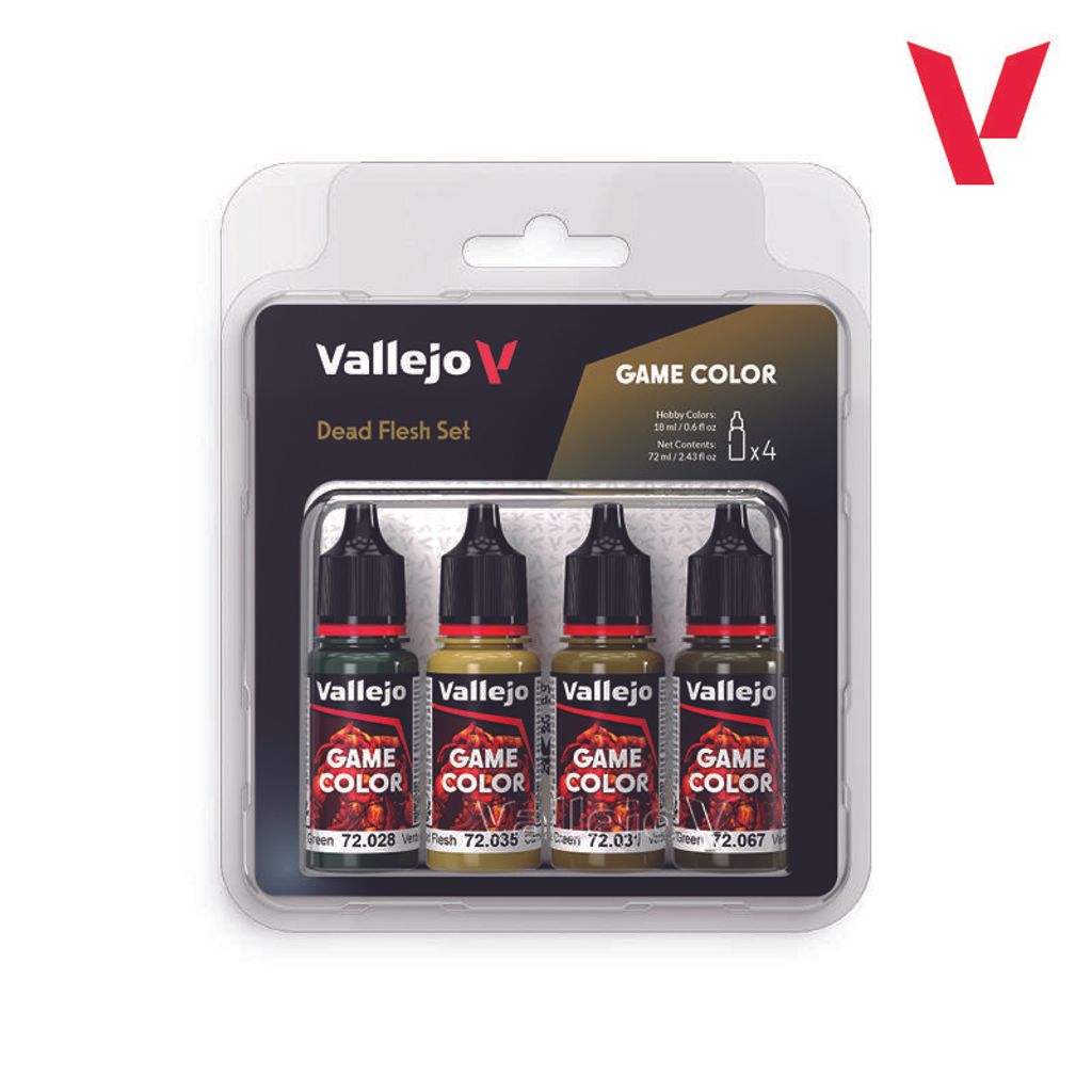 Vallejo Game Color Dead Flesh Acrylfarben-Set. 4 matte Farben in 18-ml-Fläschchen mit Pipette für Fantasy-Figuren und Tabletop-Spiele.