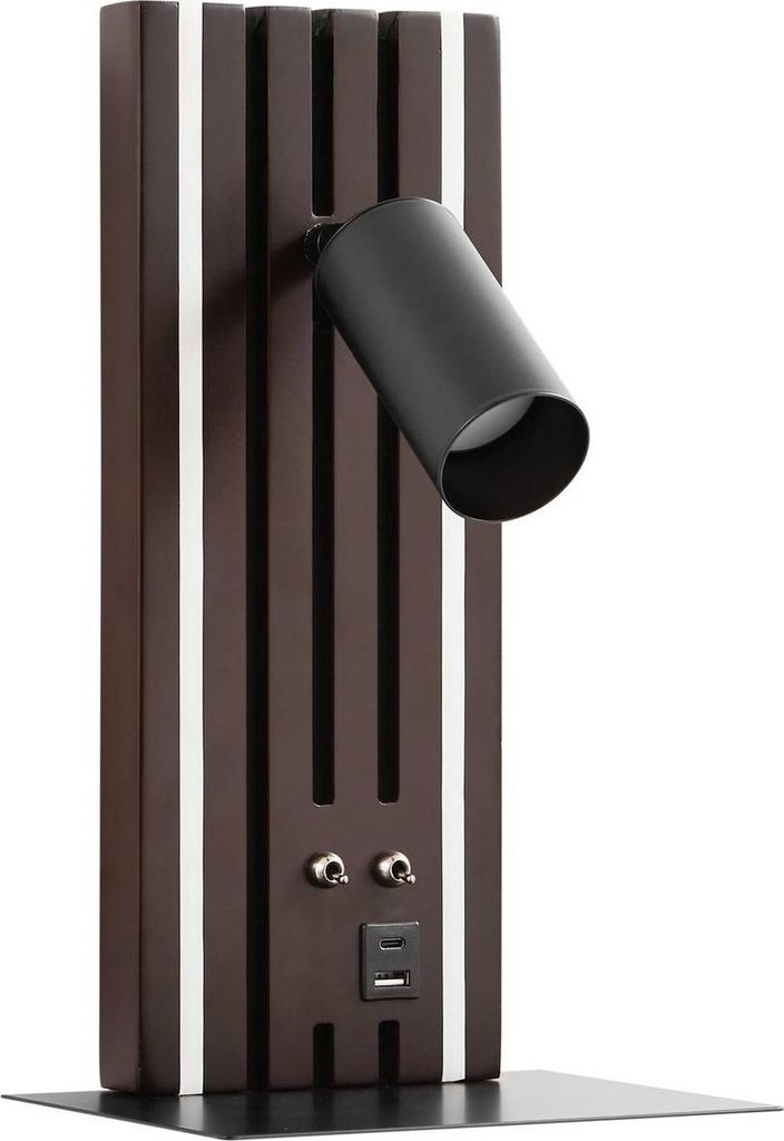 Lucande LED-Wandleuchte Tiron, Höhe 35 cm, Eiche, USB