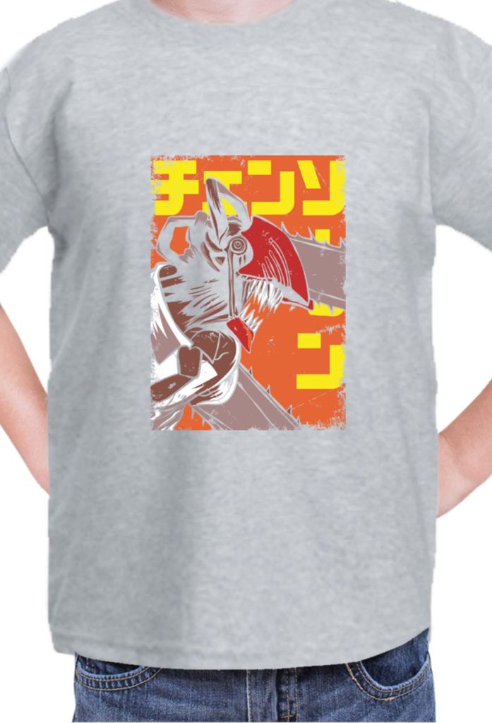 Kinder T-Shirt Manga Japan Anime Comics Animation Chainsaw Anime manga Man 11, 12-13 Jahr - 152 / Grau