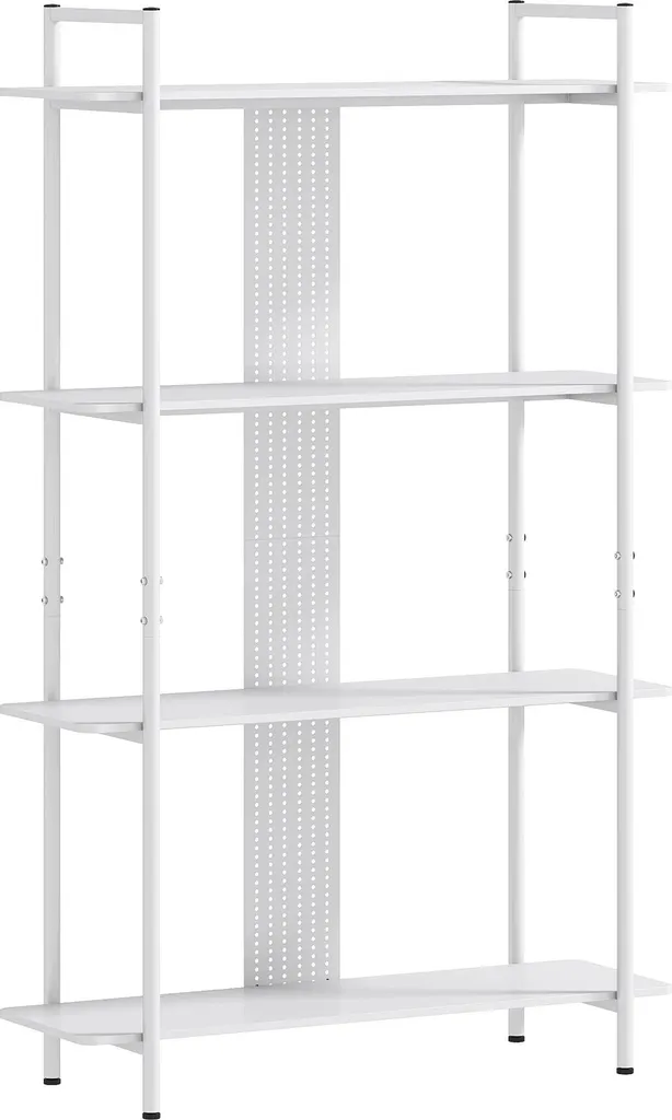 Meuble de rangement salle de bain indépendant 4 niveaux métal blanc pur