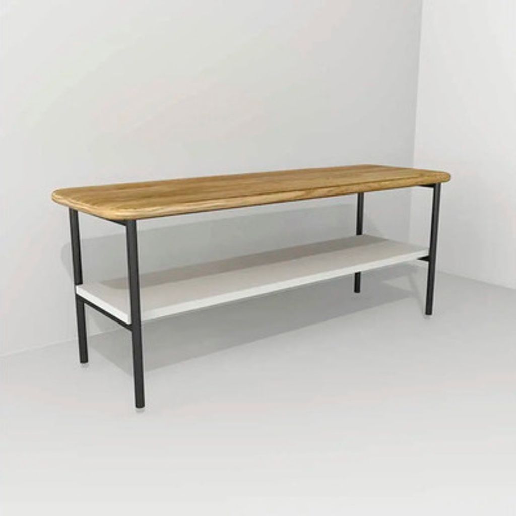 Bank mit 1 Ablage Devo Oval BxHxT 100x39.6x35 cm weiß/Eiche/schwarz