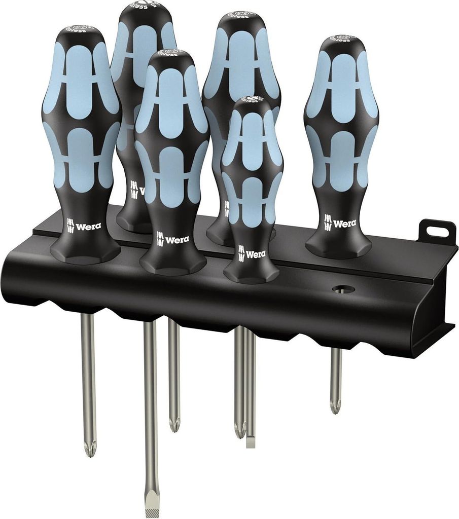 Schraubendreher-Set Edelstahl 6-teilig - Wera 3334 3350 3355 6 + Halterung