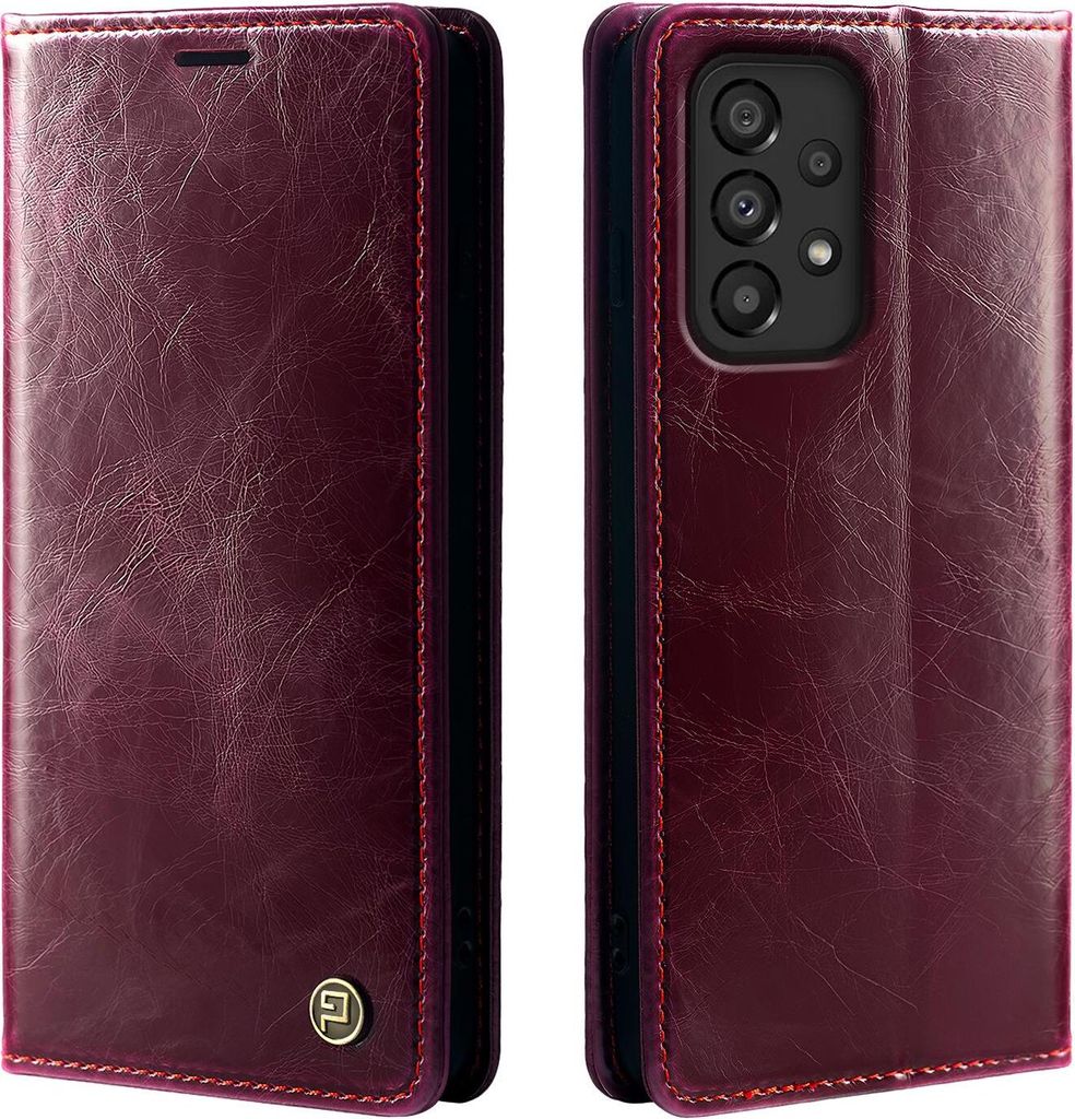 Handyhülle für Samsung Galaxy A52 / A52 5G / A52s 5G Kunstleder Flip Vintage Cover Hülle RFID Schutz Case Kartenfach Farbe: Weinrot
