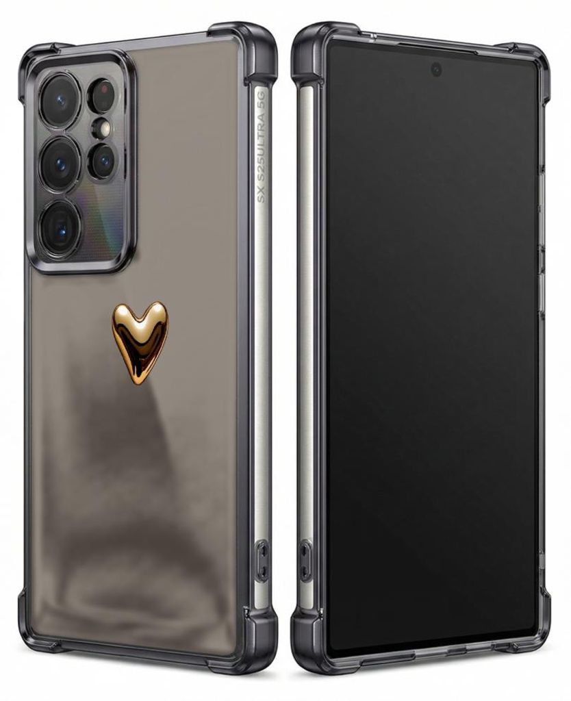 Personalisierte Hülle mit Bild für Samsung Galaxy S24 FE Elektroplattiert TPU Stoßdämpfer Handyhülle mit Herzmuster auf der Rückseite