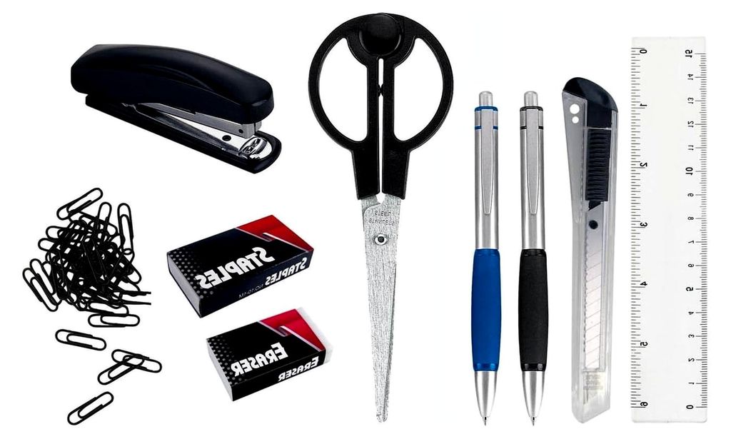 Schreibtischorganisator Set mit Rotation, inklusive 9-teiligem Zubehör, schwarz