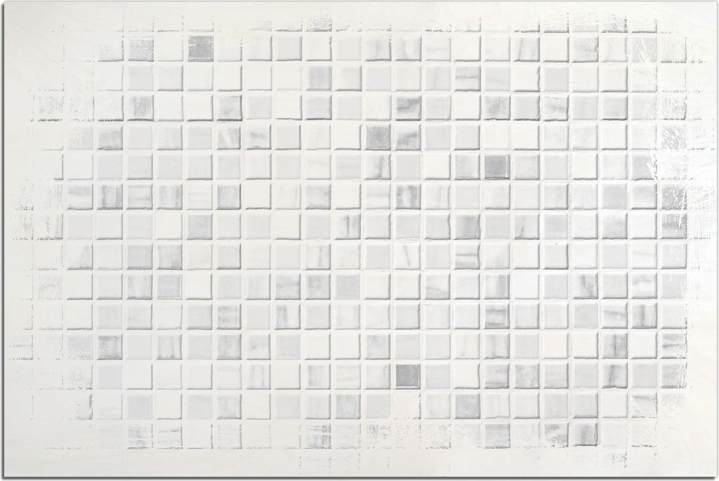 Kunstdrucke Wandbilder Holz in : Brillante Farben, Größe 60 x 90 cm Motiv Fliesen im Bad weiß-grau