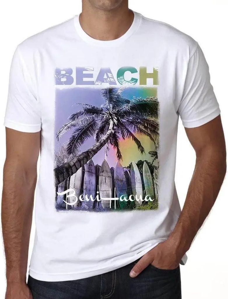 Herren Grafik T-Shirt Beni haoua Strandpalme – Beni Haoua Beach Palm – Öko-Verantwortlich Vintage Jahrgang Kurzarm Lustige Druck Geburtstag Ge...