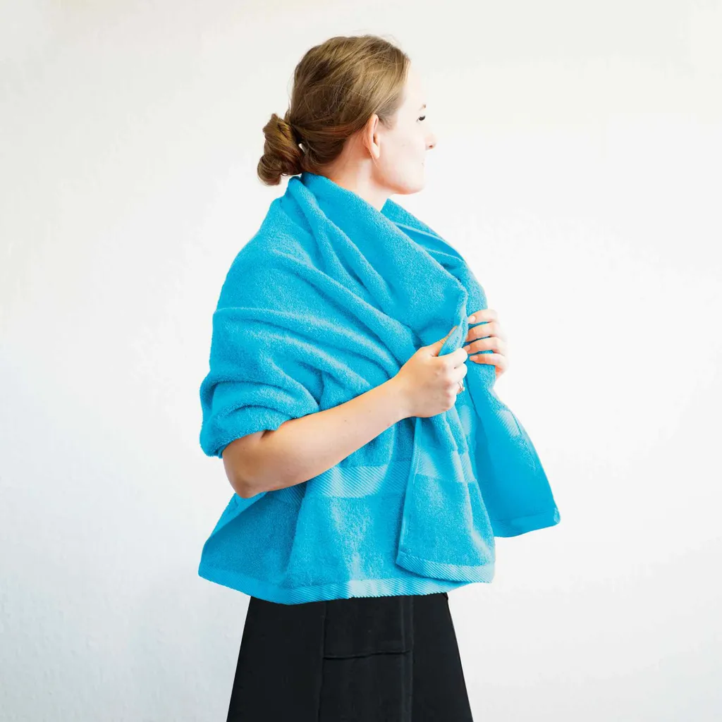 Set Asciugamani Carli 100% Cotone Turchese 500 GSM Oeko-Tex Online