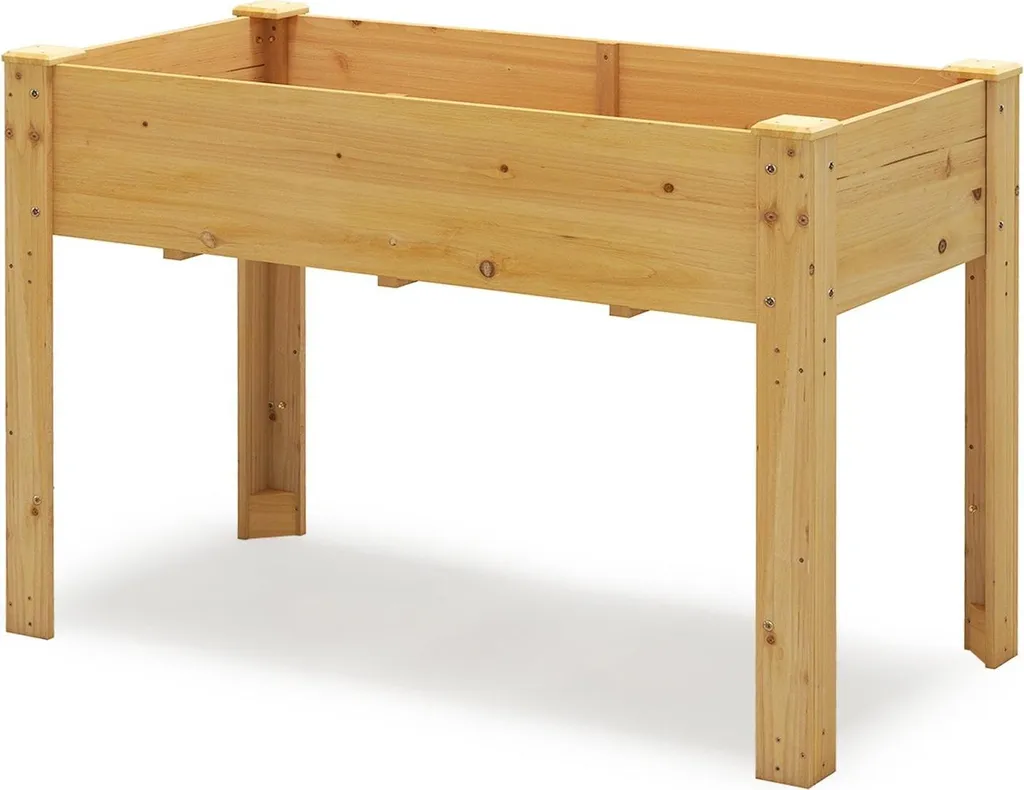 Jardinière bois 120x60x82 cm avec système de drainage et pieds stables