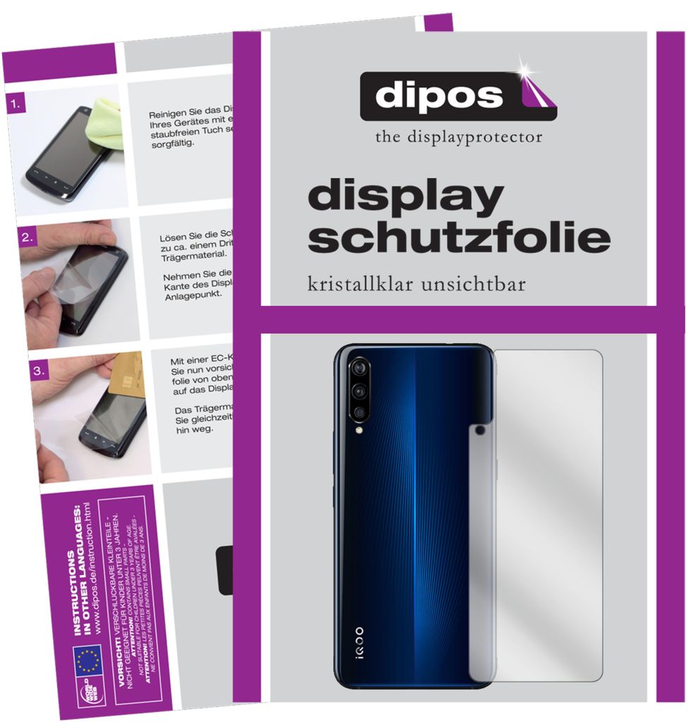 2x Schutzfolie für Vivo IQOO Rückseite klar Displayschutzfolie Display Schutz