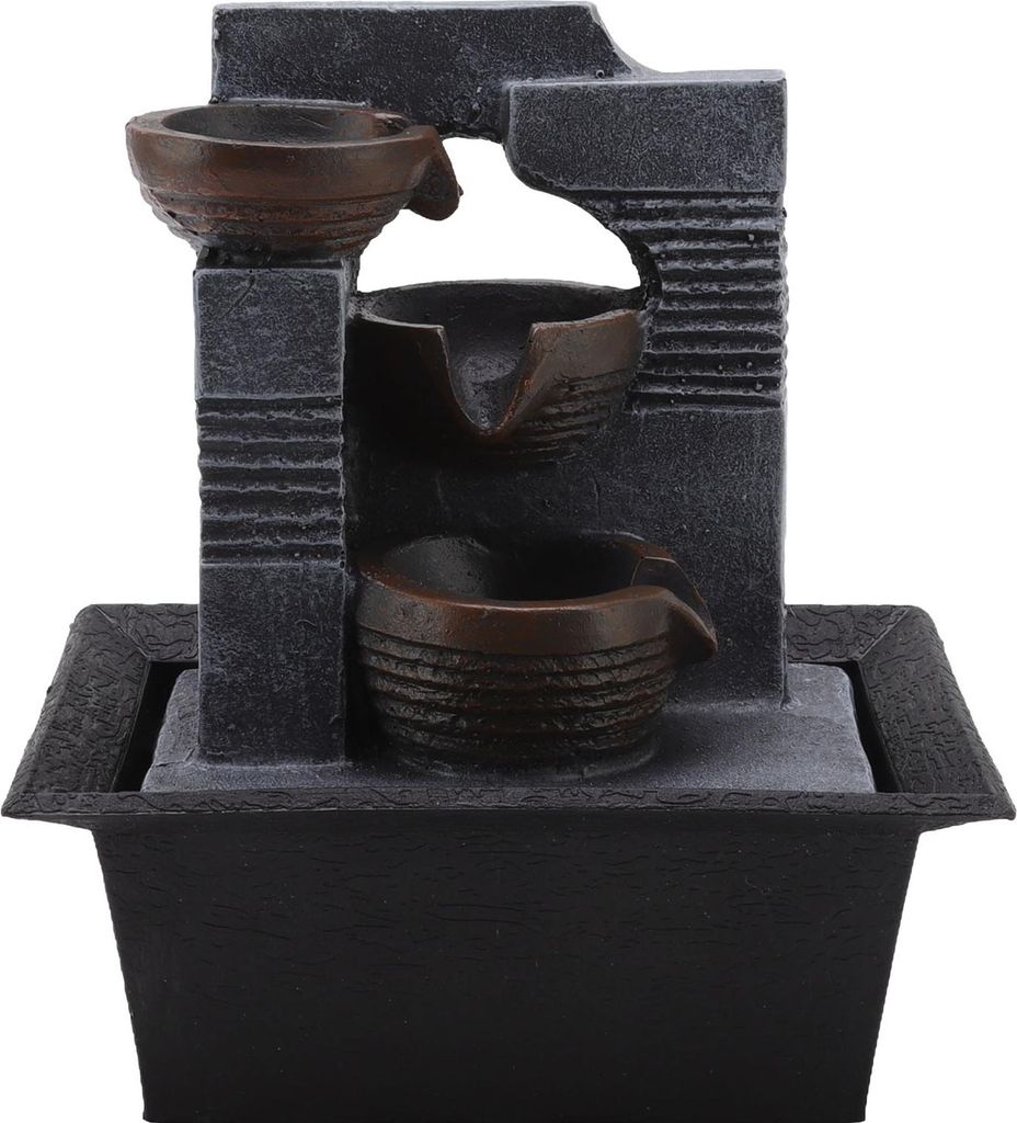 4 Tier Tabelle oben Wasser Brunnen Harz Handwerk Schreibtisch Brunnen Wasser Ornament mit bunten Lampe Perlen für Büro Haus EU Stecker 220V