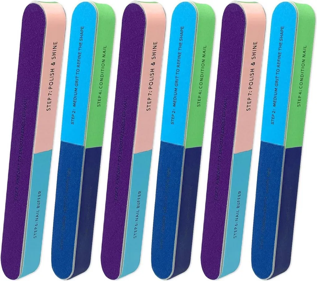 Polissoir à ongles professionnel 4 faces pack de 6 limes haute précision