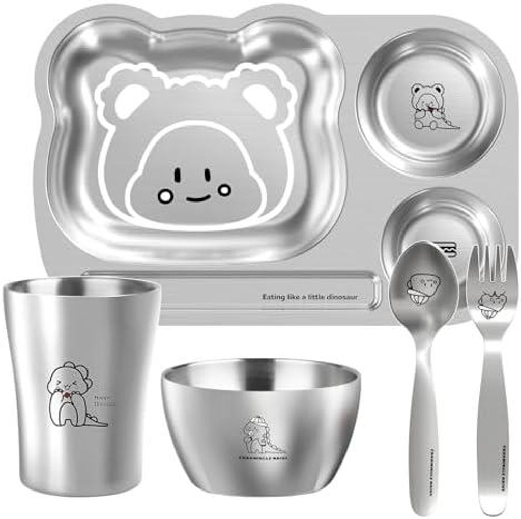 Edelstahl Baby Geschirrset, Kindergeschirr-Set aus Produktbild 