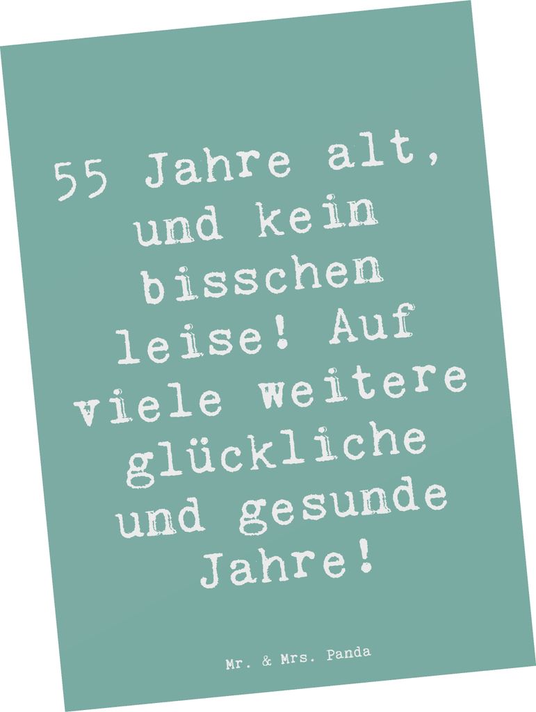 Mr. & Mrs. Panda Postkarte Spruch 55. Geburtstag Energie - Meeresbrise - Geschenk, Grußkarte, Ansichtskarte, Glückwunsch, glückliche Jahre, Post...