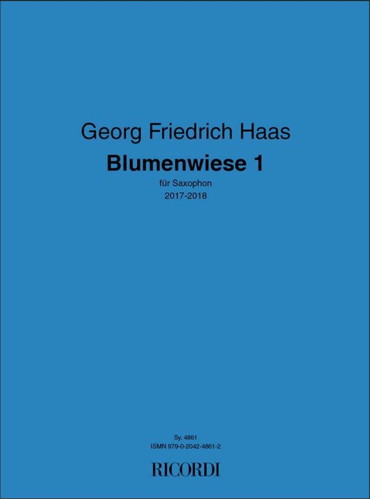 Georg Friedrich Haas, Blumenwiese 1 Saxophone Partitur