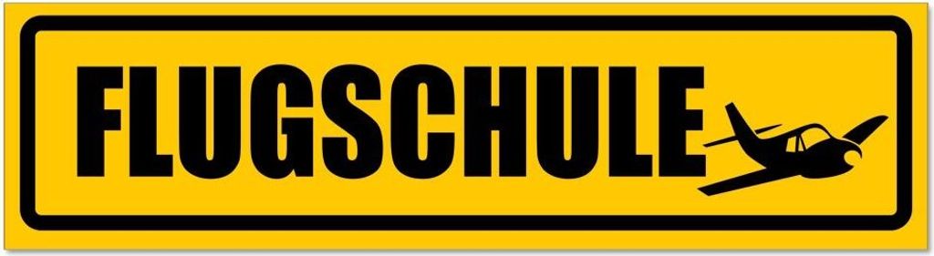 Kiwistar - Autoaufkleber - Gelb - Schwarz - 30 x 8 cm - Flugschule Flugzeug invertiert - Hinweis Aufkleber Sticker für Auto, Kfz, Fahrrad, PKW, LKW