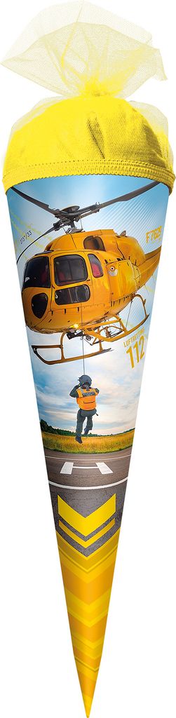 ROTH Geschenk-Schultüte klein Helikopter 50 cm rund Tüllverschluss Zuckertüte Schulanfang