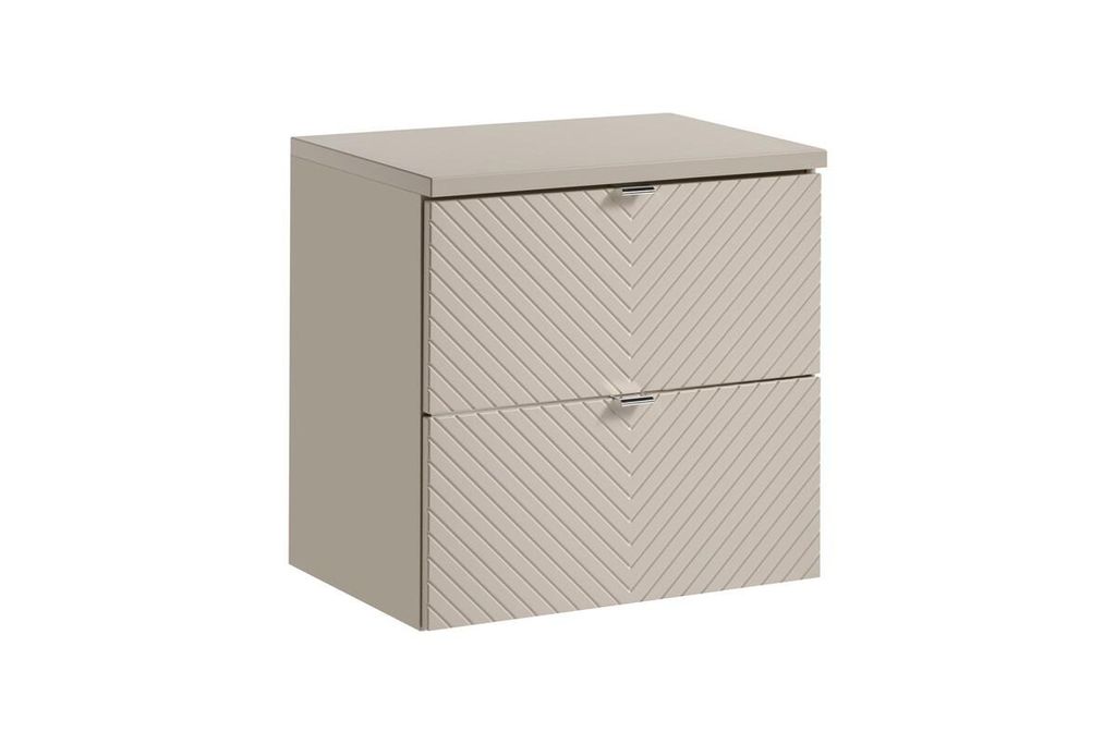 Waschbeckenunterschrank 60 cm 2 Schubladen mit Arbeitsplatte, Viva Cashmere V BM284 - Kaschmir/Matt