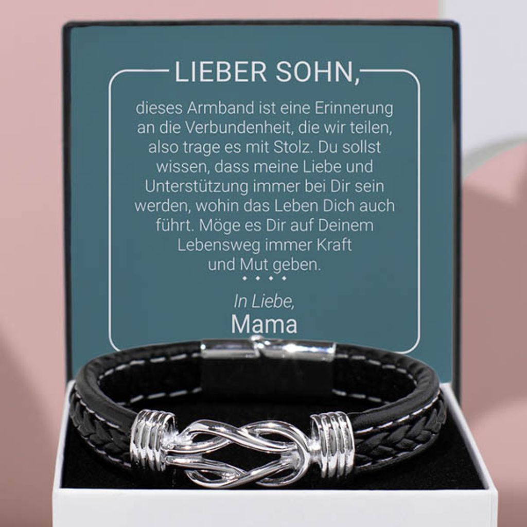 Bracelet en cuir tressé pour homme avec boîte cadeau fils, Image du produit 