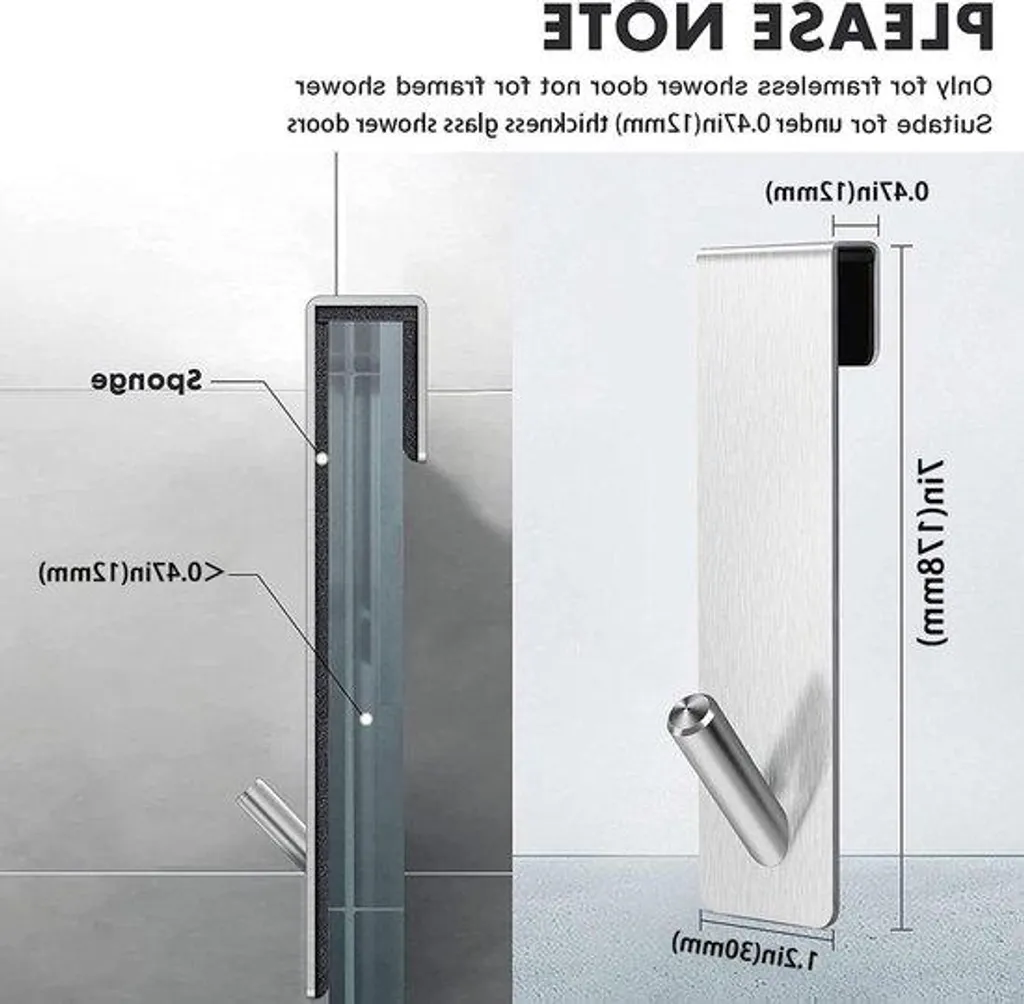 Rail de Douche sans Perçage Argenté 178 cm en Acier Inox Inoxydable