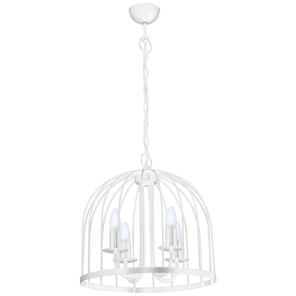 Lampa wisząca świecznikowa biała klatka Single 4xE14 15W Zdjęcie produktu 