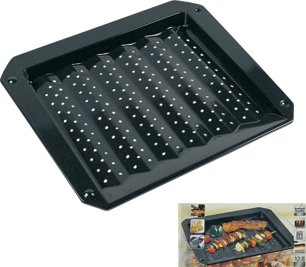 Grillblech Ofenblech 380x330mmx30mm emailliert mit Lochung Zenker 7206