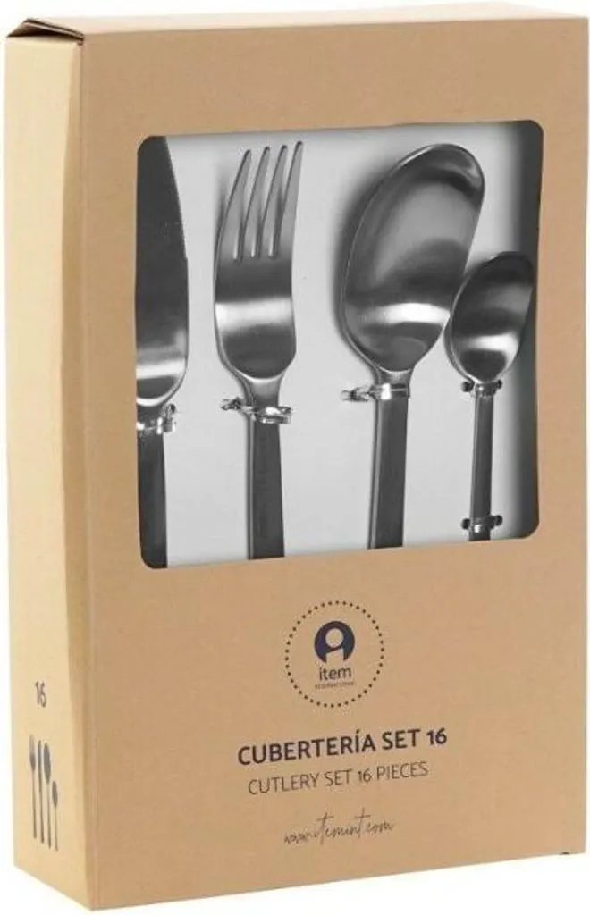 Ménagère 16 pièces DKD Home Decor en acier inox coloris or et argent