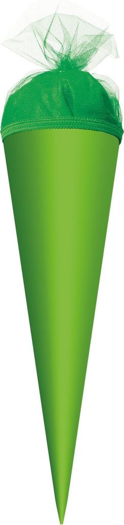 Bastel-Schultüte klein grün - 50 cm rund - mit grünem Tüllverschluss