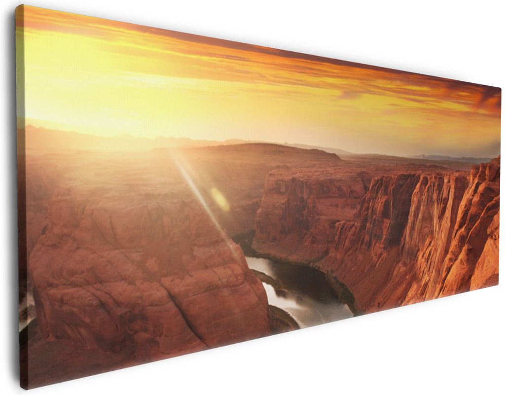 Wallario Premium Leinwandbild Grand Canyon bei Sonnenuntergang in Größe 50 x 125 cm