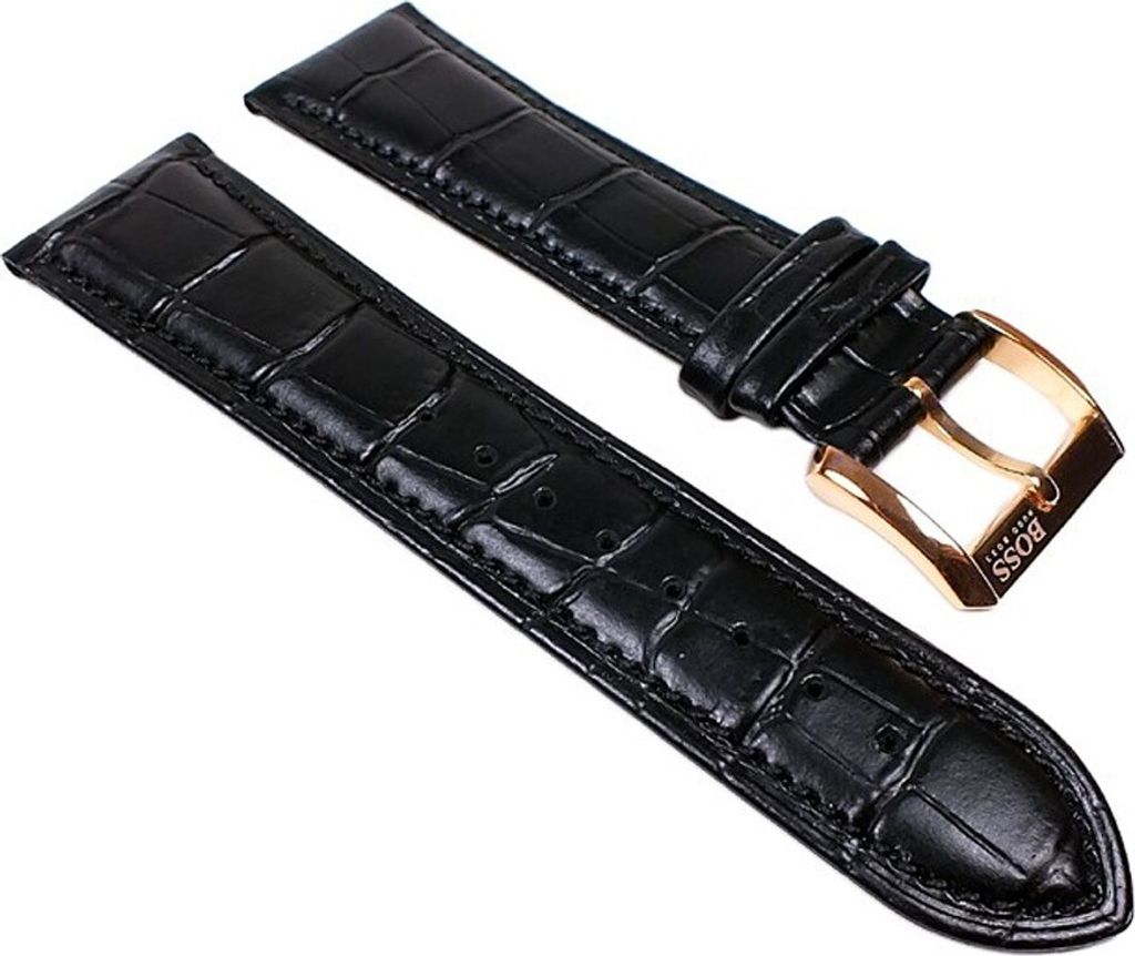 Hugo Boss Ersatzband Leder schwarz 24mm