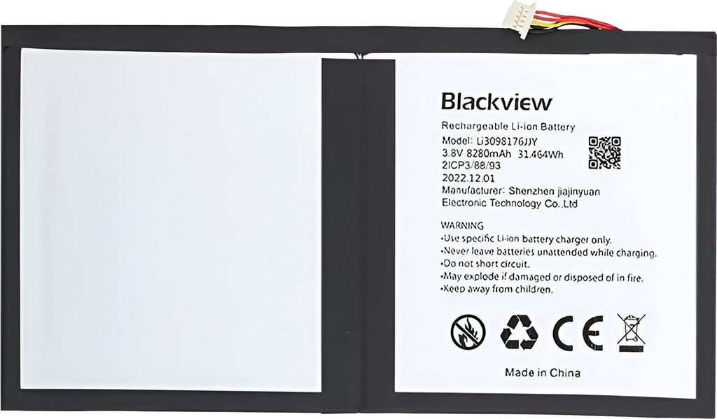 Clappio, Li3098176JJY Austausch-Akku für Blackview Tab 15 Kapazität 8280mAh, Weiß