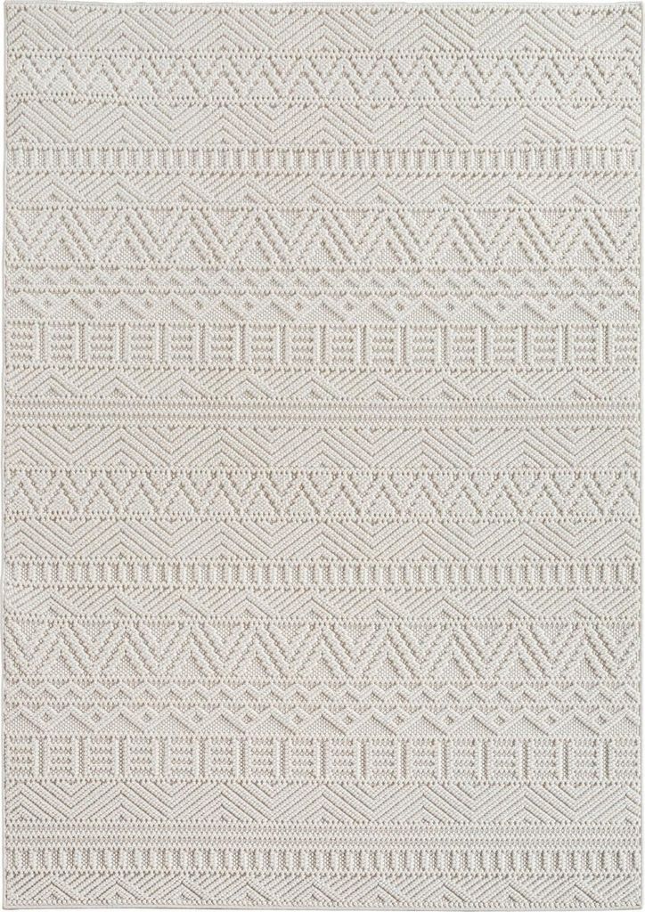 Ayyildiz | Moderner Teppich - 3D Optik Würfel Struktur - Geflecht Muster - Wohnzimmer Kurzflor - creme - 140 cm x 200 cm