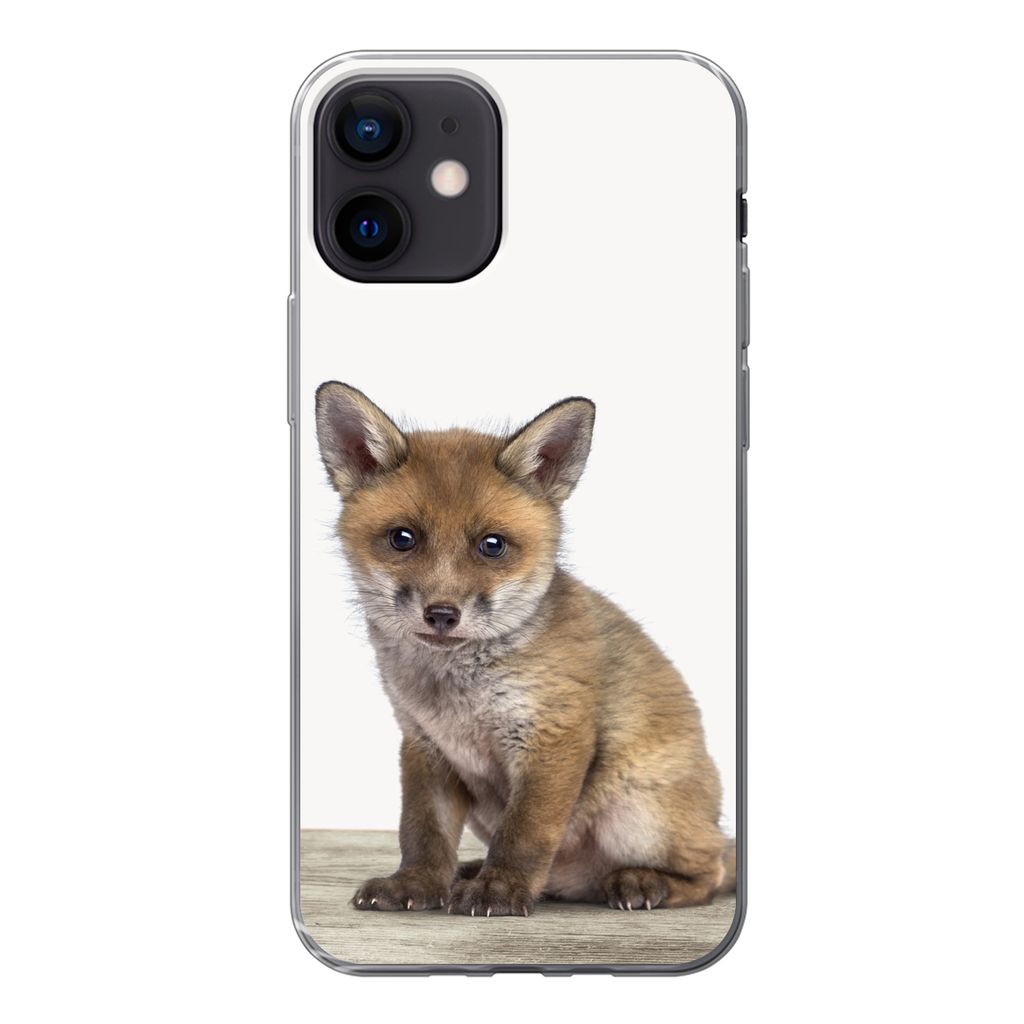 MuchoWow Handyhülle Schutzhülle Hülle für iPhone 12 Fuchs - Baby-Fuchs - Kinder - Mädchen - Jungen Silikon Softcase Handy Hülle - Schutzhülle