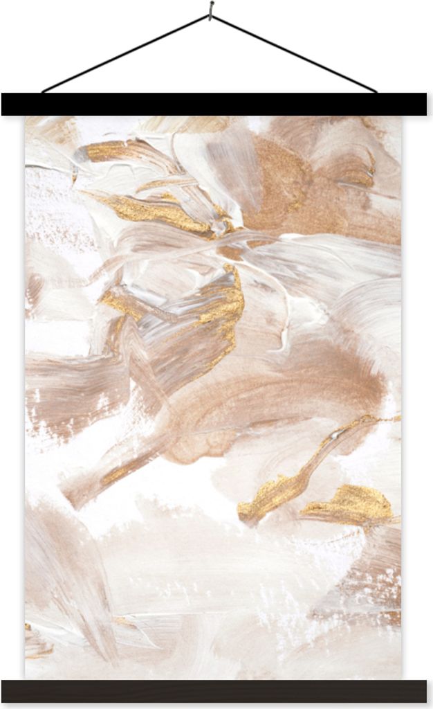 MuchoWow Textilposter Wasserfarbe - Gold - Braun 60x90 cm mit schwarzem Rahmen - Poster Wohnzimmer