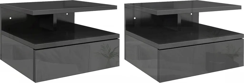 Table de nuit murale design noir pour optimisation d'espace - Lot de 2