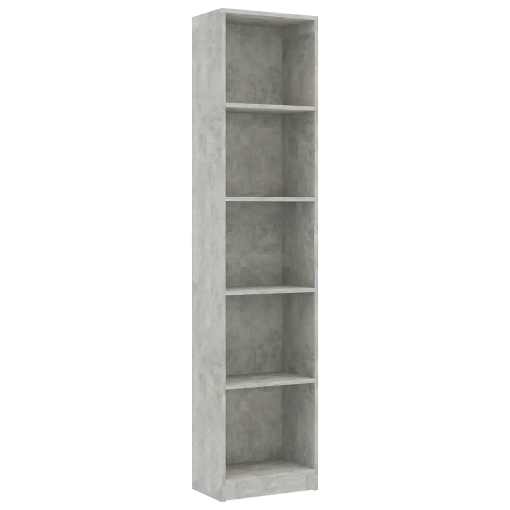 Libreria 5 Ripiani SYFAX Grigio Cemento 40x24x175cm | Design Moderno