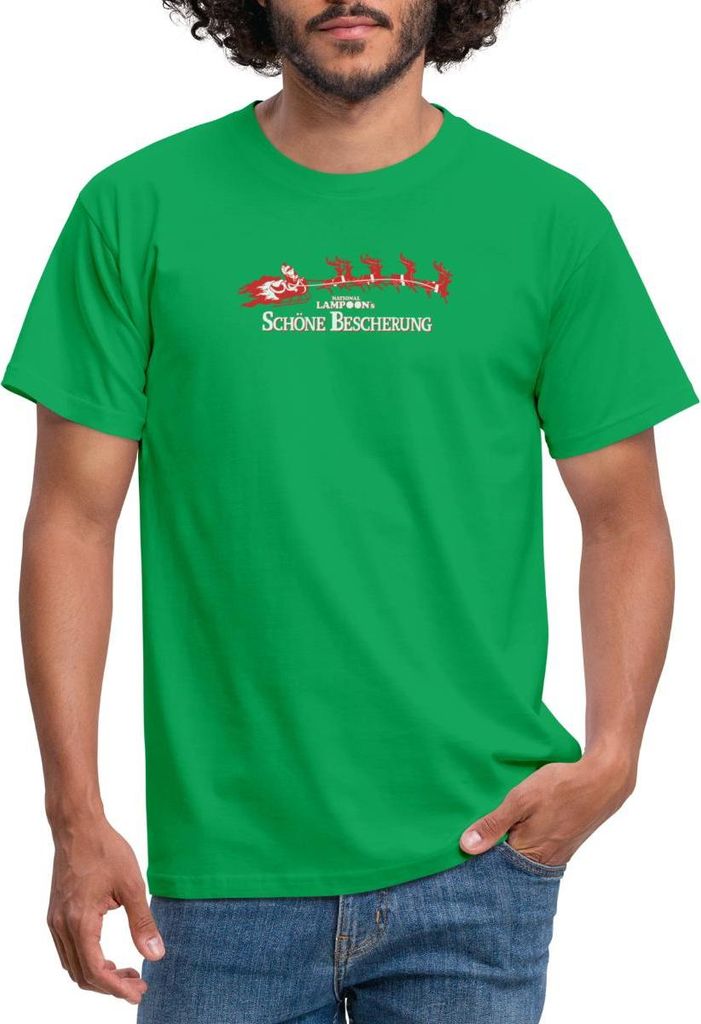 Spreadshirt Schöne Bescherung Logo Mit Weihnachtsmann Männer T-Shirt, S, Kelly Green