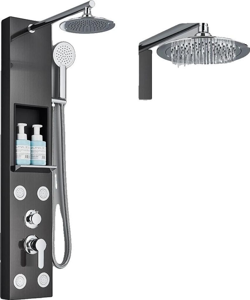 Duschpaneel, Regenbrause, Wandmontage-Design, 7001 Schwarz