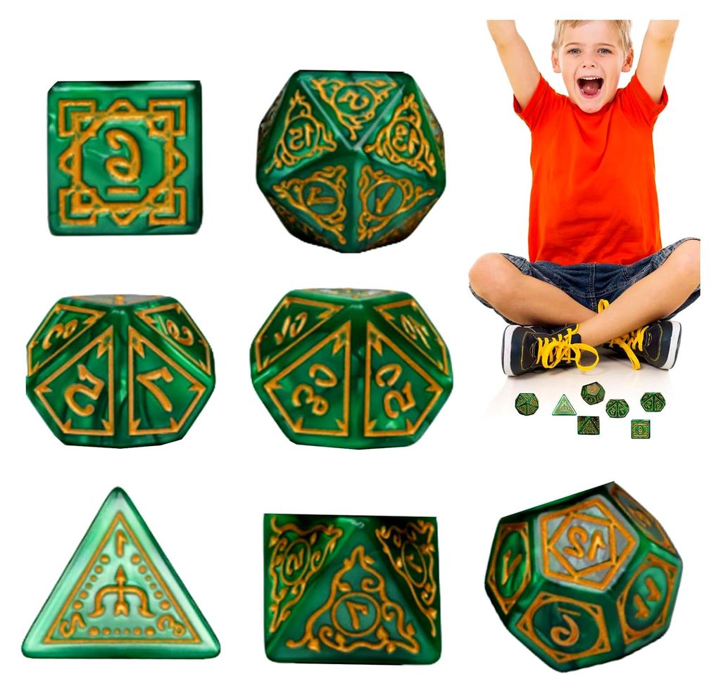 Würfelset - 7-teiliges Acrylwürfelset für Brettspiele | Mit leuchtenden Farben, geeignet für Gruppenaktivitäten, Spaß mit Freunden und Famili...